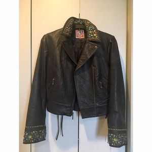 Rhinestone leather jacket